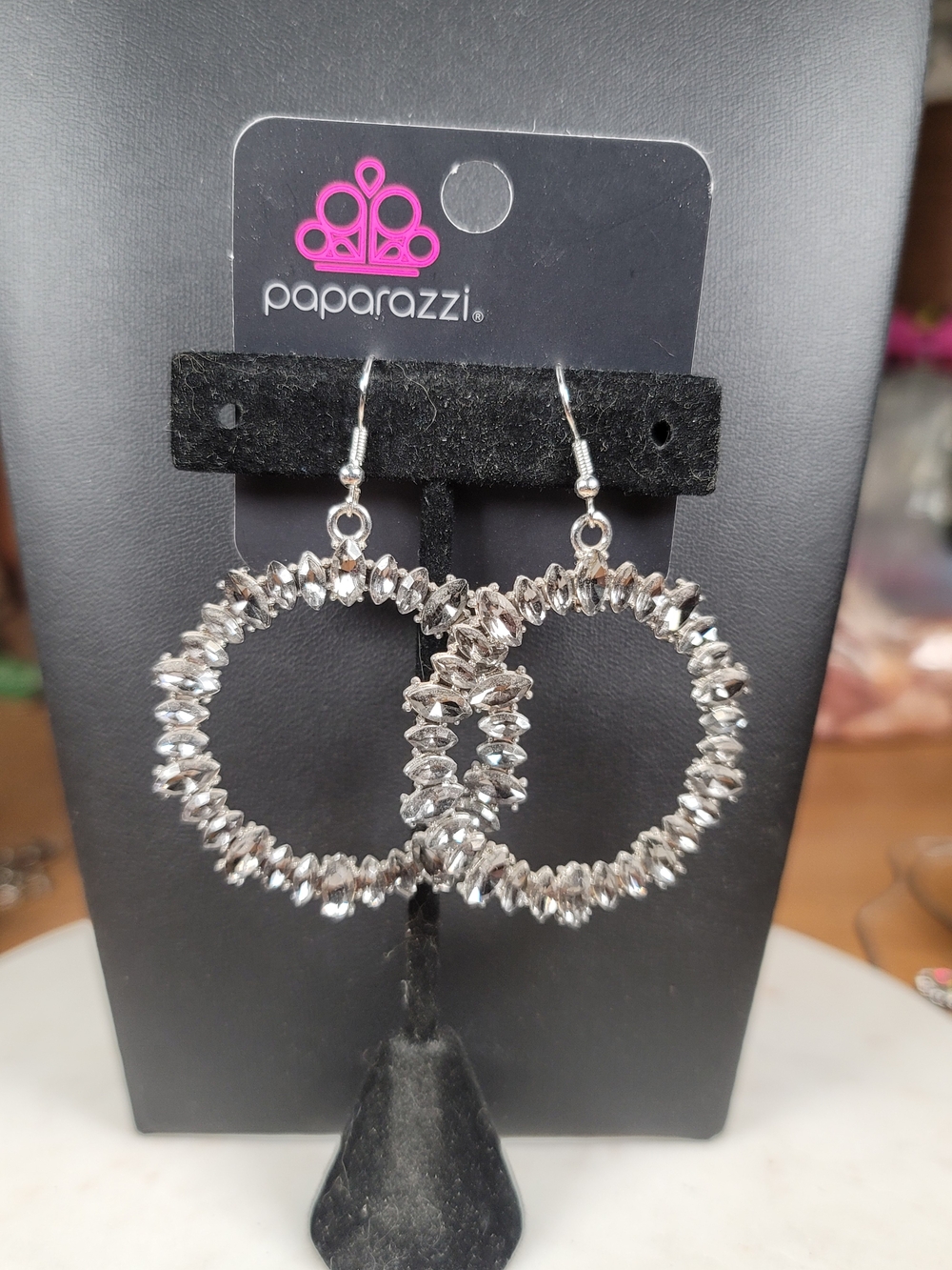 Paparazzi Shimmering Silver Crystal Hoop Earrings
